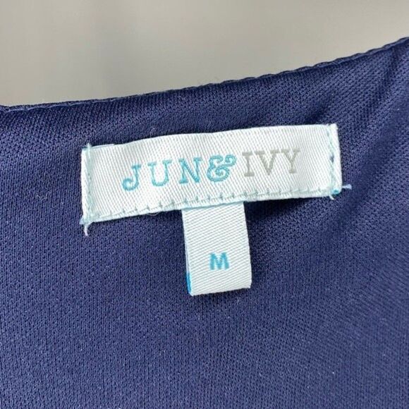 Francesca's Jun & Ivy Blue White Embroidered Floral Eyelet Fit & Flare Dress M - Picture 8 of 10